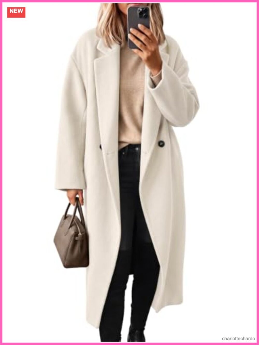 Women's Double Breasted Wool Coat Long Trench Overcoat